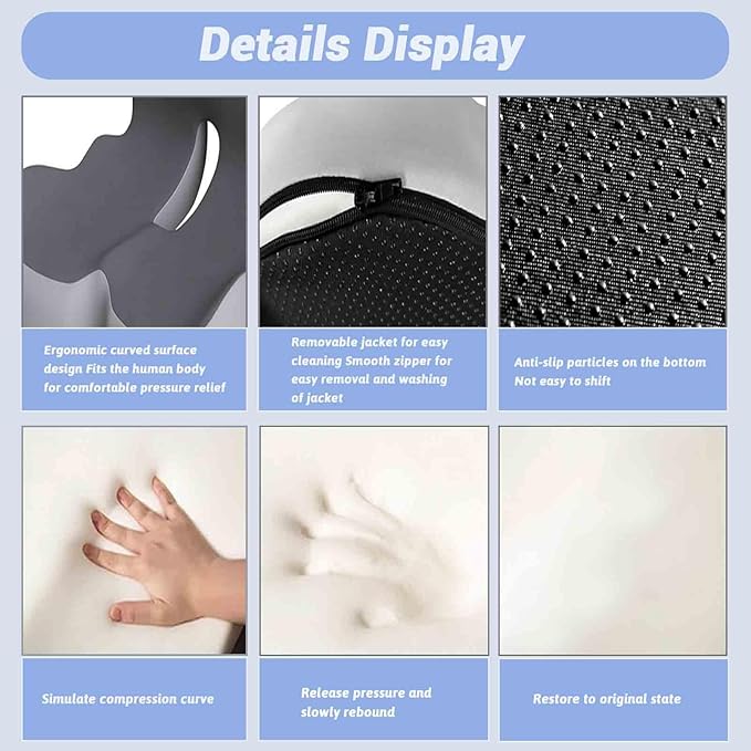 Back and Seat Cushion, Car Seat Cushion, Memory Foam L-Shaped Integrated Car Cushions, Ergonomic Car Cushion for Big People with Back Support (Black)