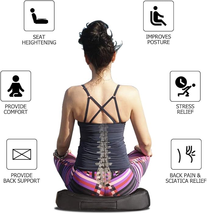 Car Memory Foam Heightening Front Seat Cushion for Short People Driving, Hip(Coccyx/Tailbone) and Lower Back Pain Relief Butt Pillows, Adult Booster Seat for Car. (Black)