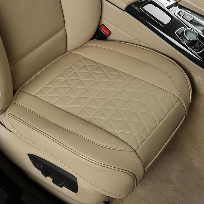 Black Panther 1 Pair Luxury Car Seat Covers Front Bottom Seat Cushion Covers, Anti-Slip and Wrap Around The Bottom, Fit 95% of Vehicles - Beige