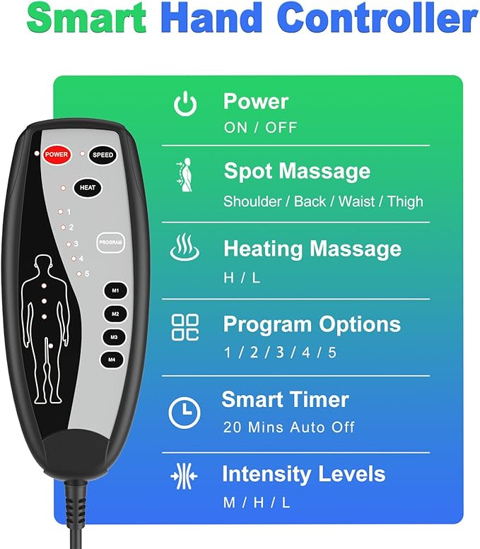 Back Massager with Heat for Chair, Massage Chair Pad with Neck Support, Short Plush Cover & Vibration, Seat Cushion For Seniors, Office Workers & Family, Fatigue & Pain Relief in Office, Home & Travel