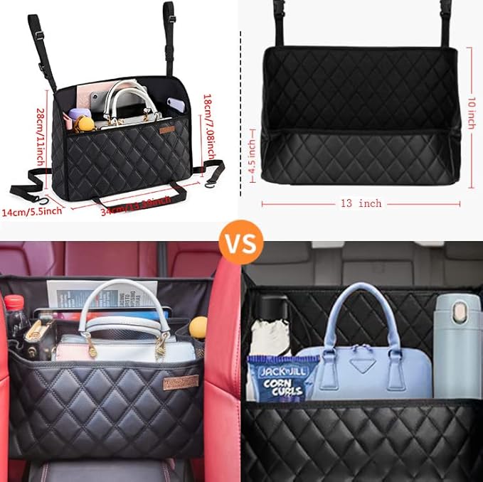 WLLWOO WLLWOO Car Net Pocket Handbag Holder Between Seats Back Storage Organizer Purse Holder for Console Front Seat Storage Barrier