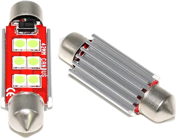 PHINLION 578 Ice Blue LED Light Bulbs, Super Bright 3030 6-SMD Festoon 41mm 42mm 211-2 212-2 214-2 Replacement for Car Interior Map Dome Trunk Courtesy Lights, Pack of 4