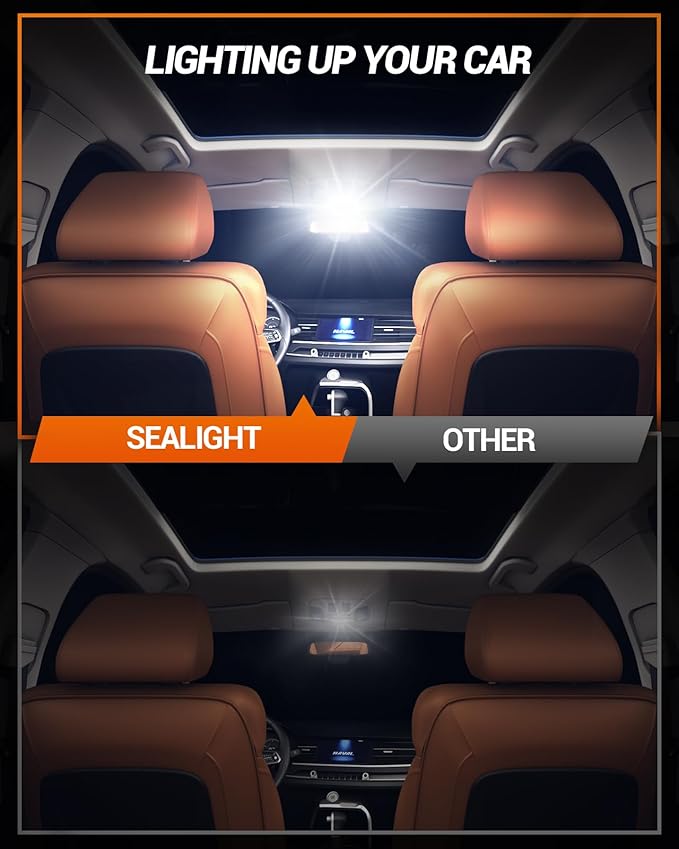 SEALIGHT 31mm DE3175 LED Bulb White 6500K Bright Interior Car Light Error Free CANBUS CSP-2525 Ceramic Chipsets DE3021 DE3022 for Car Interior Dome Map Door License Plate Lights Bulbs (Pack of 2)