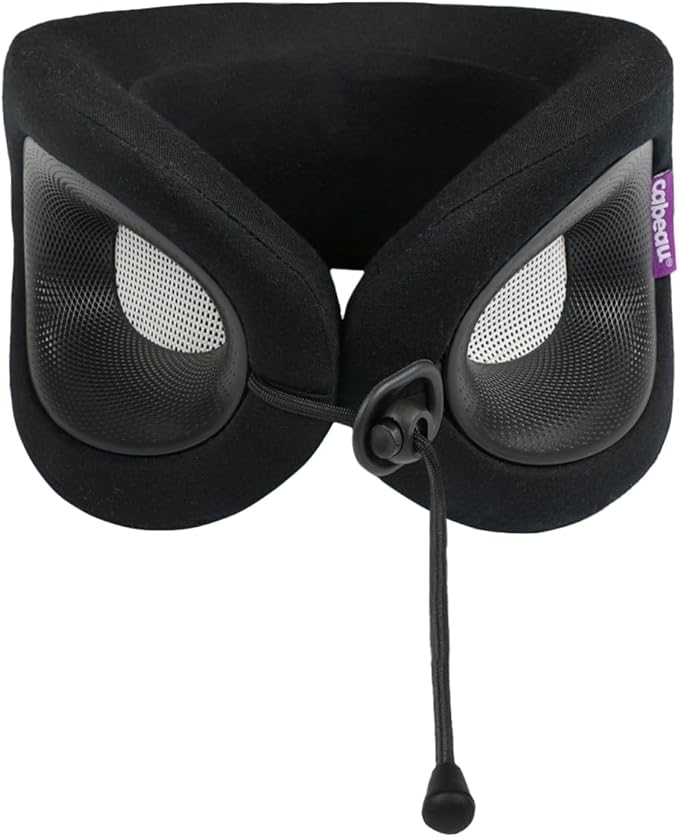 Cabeau Travel Pillow for Long Flights – Evolution X - Memory Foam Neck Support - Comfort On-The-Go for Airplane, Train, and Car (Diamond) with Evolution X Travel Bag - Black