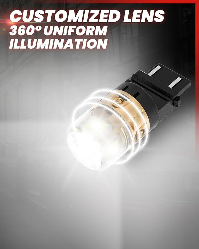 LASFIT L2 3157 LED Bulbs Reverse Light, 2025 Upgraded 500% Super Bright 6000K Xenon White, 3156 3056 3057 3047 4114 4157 4057 LED Lights with Projector for Backup, DRL, Replacement Lamp, 2pcs