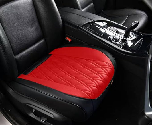 Luxury Faux Leather Car Seat Cover Front Bottom Protector, Seat Cushion Without Backrest, Anti-Slip and Wrap Around The Bottom, Fit Most Cars & Vehicles, 1 Piece, Black&Red