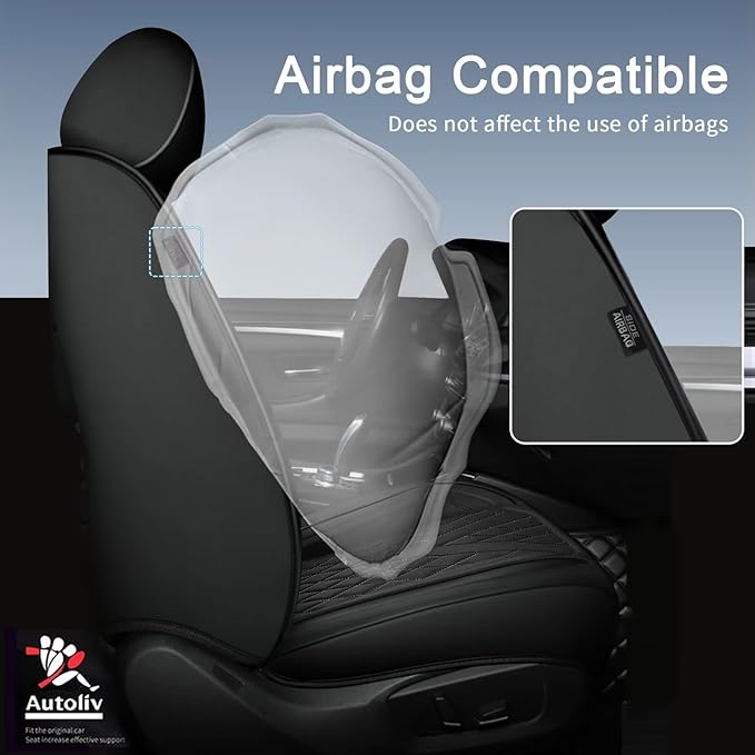 2PCS Front Car Seat Covers Fit for Ford Ranger 2019-2025 2026(Not Fit Raptor) Faux Leather Truck Seat Cover Cushion (Black Line)