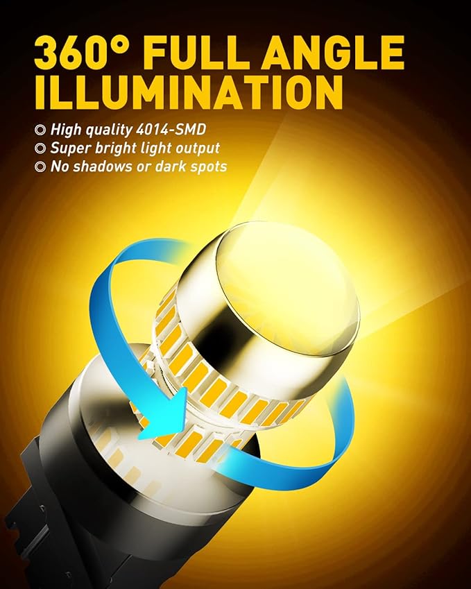 AUXITO LED Turn Signal Bulb 3157 LED Bulbs Amber Yellow Brighter 3156 3457A 4057 4157 LED Bulb for Front Rear Turn Signal Light Blinker DRL Marker Parking Lights, Pack of 2