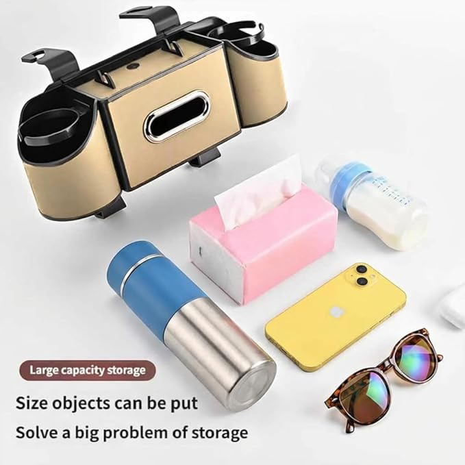 4-in-1 car organizer back seat, Multi-Pocket backseat car cup holder, Universal back seat cup holders for cars, car organization, for Travel & Daily Use (METER)