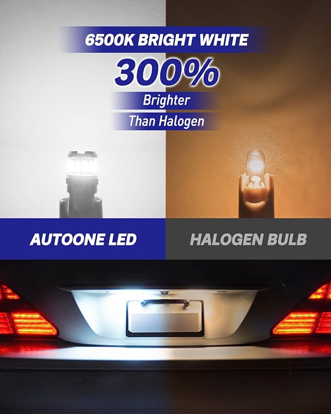 AUTOONE 194 LED License Plate Light 300% High Brightness T10 168 2825 W5W Bulbs for Dome Map Door Courtesy Interior Car 6500K White, Pack of 2