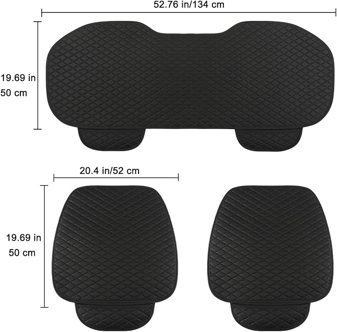 West Llama Linen Car Seat Covers,Bottom Seat Covers for Cars Include 1 Pair Front Driver Seat Pad Mat and 1 Rear Bench Cover Universal Fits 90% Vehicles,SUVs,Cars,Sedans(3Piece-Black)