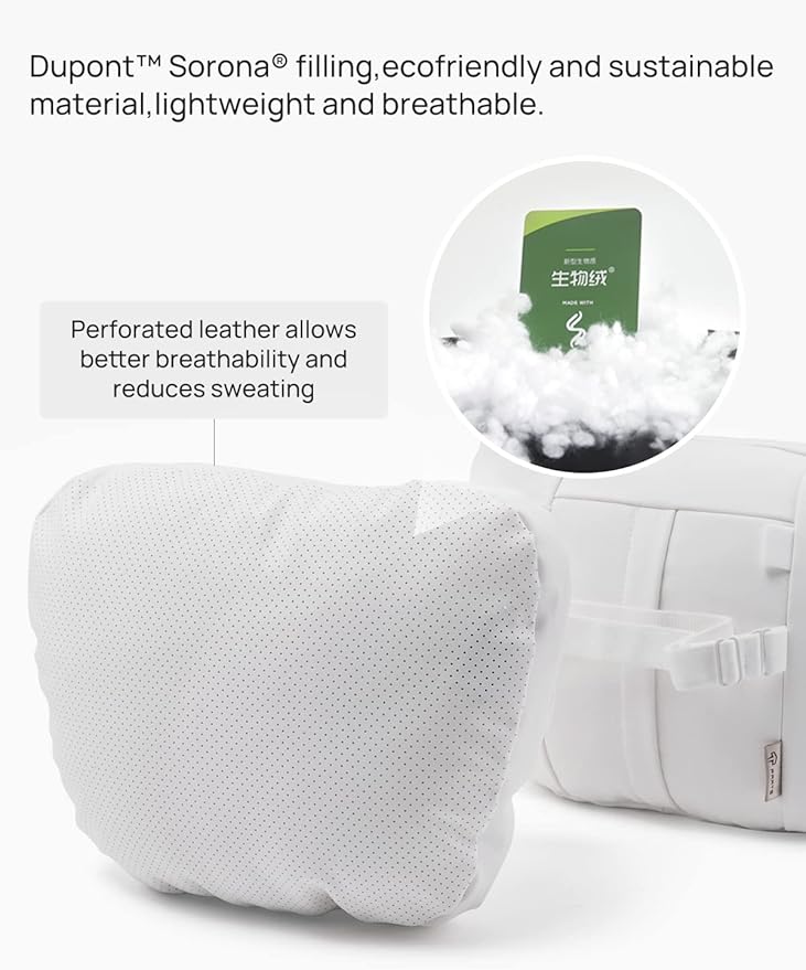 TPARTS Leather Headrest Neck Pillow for All Tesla Model Y/X/3/S(Includes Model Y Juniper 2026 2025 & Model 3 Highland 2024-2026) Accessories, Car Neck Pillow for Traveling (1pc White)