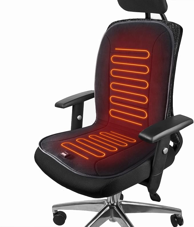 MAXCOM 12V UL Heated Seat Cushion - Heating Pad with Pressure-Sensitive Switch & 12H Timing & 7-Temperature Adjustable - Seat Cover Warmer for Home, Office Chair