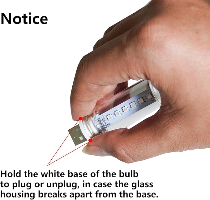 Car Interior Led Light Glass Bulb USB 5V Plug in, RGB 7 Colors 7 Modes Color Changing Touch Control, Memory Function, for Car Indoor Bedroom Desktop Bathroom Night Light Decor (2 Pcs)