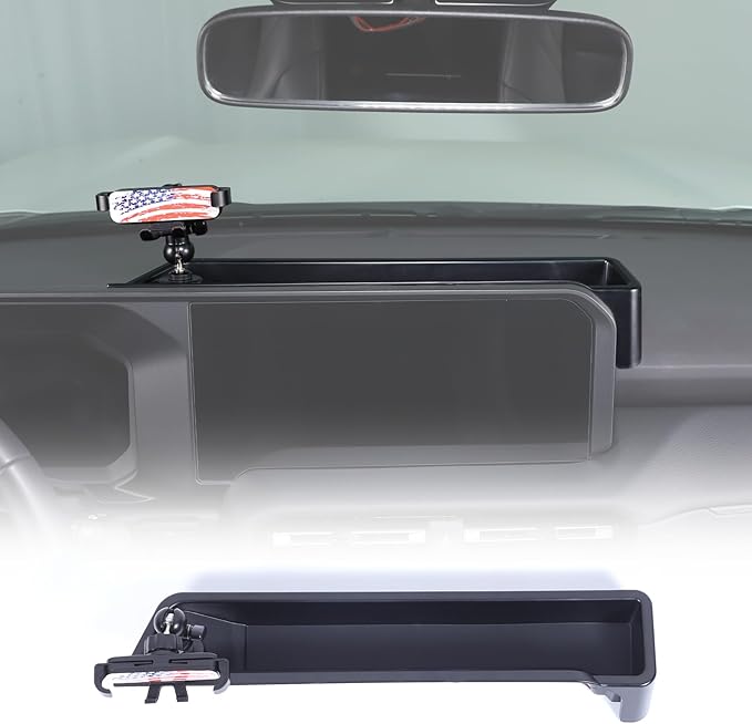 LLKUANG Center Console Dash Organizer Tray Compatible with Toyota Land Cruiser 250 Prado 2024 2025+ Navigation Screen Rear Insert Auxiliary Storage Box,Phone Holder Accessories (Style C)