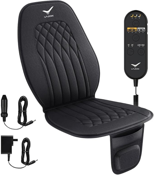 Laxon Vehicle Seat Air Massage Pad. Tailored for Long-Distance Truck Drivers or Drivers with Long commutes. 11 Air Cells Dynamic Work 3 Massage Mode for Back & Hip. Ultra Leater Slim Compy Design.