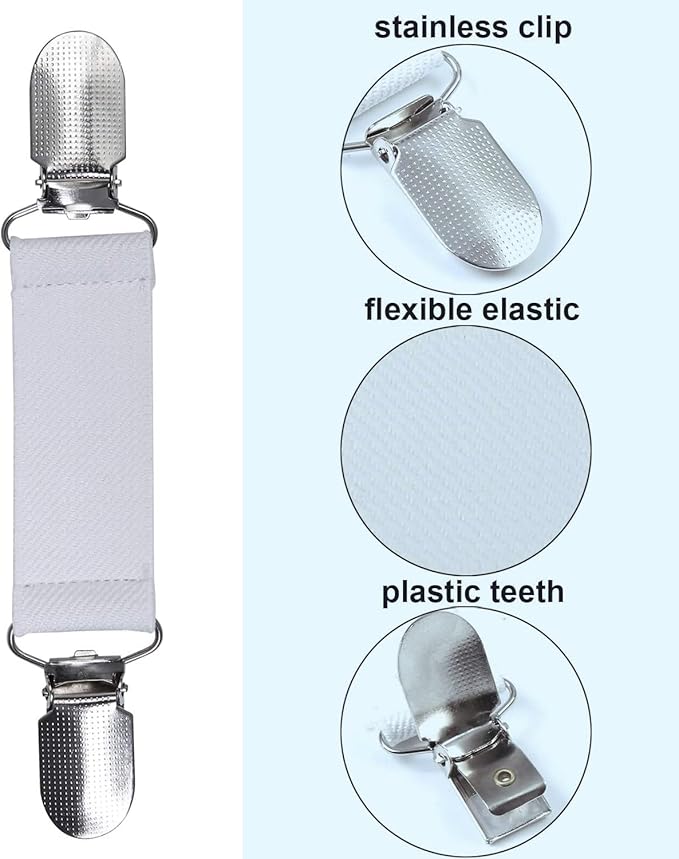 3” Bed Clip for SpotWarm, Adjustable Strap for Spot Warm King and Queen Bed Warmer, Use in Upper Two Corners to Keep Spot Warm in Place. Length 3” and Stretches, Includes - 1 Pair White