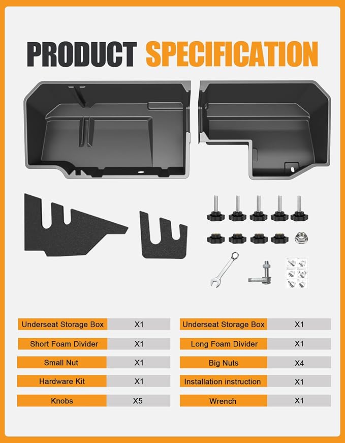 KINGGERI Under Seat Storage Boxes (Compatible with 2019-2026 Chevy Chevrolet Silverado 1500/GMC Sierra 1500, 2020-2026 Silverado/Sierra 2500HD/3500HD)