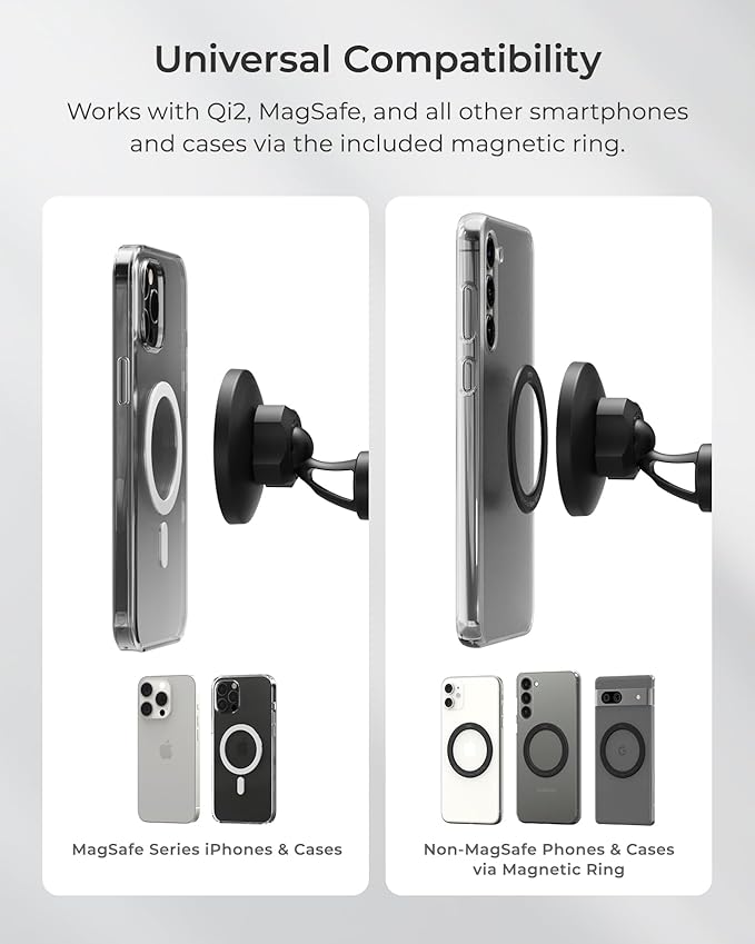 iOttie iTap 3 Magnetic Flush Mount Car Mount Phone Holder with Magnetic Ring Adapter. Compatible with iPhone, Samsung Galaxy, Google Pixel, Huawei, LG, and All Qi Compatible Smartphones