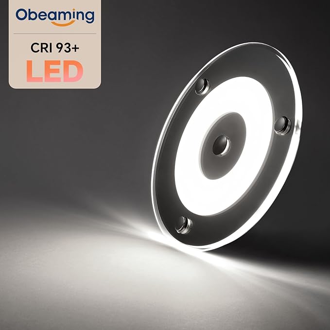 12V Ceiling Dome Light, 4.75 Inch 400LM Dimmable Interior Light for RV Boat Camper Van Travel Trailer Truck Fifth Wheel Interior Lighting, Blue NightLight & Touch Switch(Cool White)