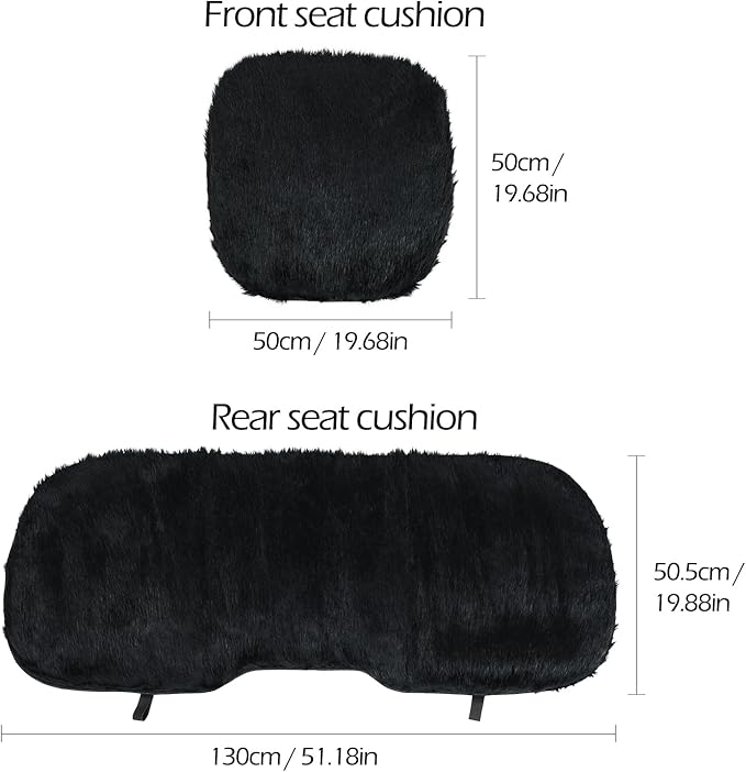 Winter Car Plush Seat Cushion, Thickened Warm Cushion, Universal Car Seat Cover, Front/Rear Row Single Piece Interior Seat Pad (2pcs Front Seat Cushions + 1pcs Rear Seat Cushion)