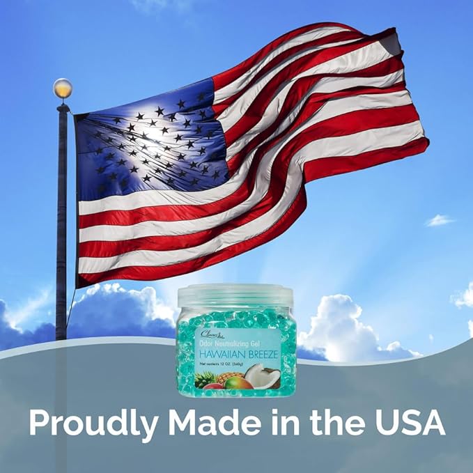 Clear Air Odor Eliminator Gel - 12 oz, Pack of 2 - Air Freshener Made with Essential Oils - Eliminates Odors in Bathrooms, Cars, Boats, RVs & Pet Areas - Hawaiian Breeze Scent