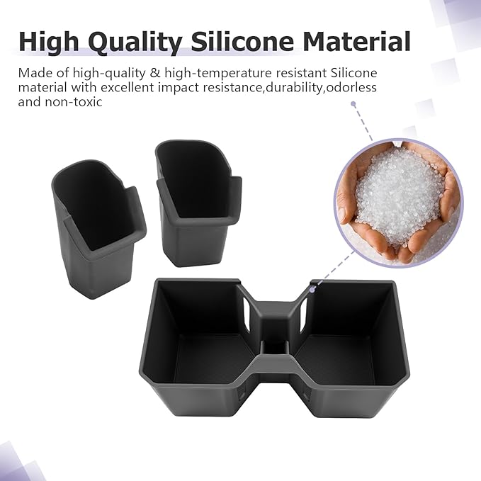 LUWU 2025 4Runner Accessories Compatible with 2025 Toyota 4Runner Center Console Cup Holder, Rear Seat Door Side Silicone Cup Holder Black 2-Pack