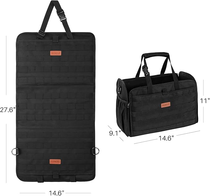 Seat Back Organizer – Convertible Front Seat Organizer Bag with Shoulder Strap, 2 in 1 Tactical Car MOLLE Panel Back Seat Car Organizer for All Vehicles