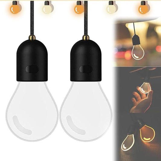 2D Flat Luminous Car Interior Pendant Light, Mini Hanging Interior Rearview Mirror Ambient Light, Bulb Car Decor Interior Wireless, Adjustable LED Ambient Atmosphere Light with Warm Cool Modes