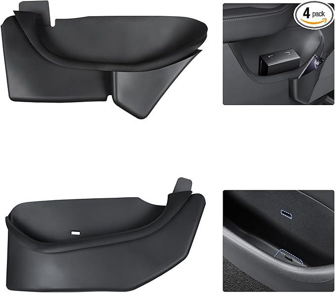Door Storage Organizer Set for Tesla Model Y Juniper 2025 2026, 4 Pieces, Front & Rear Door Pocket Trays