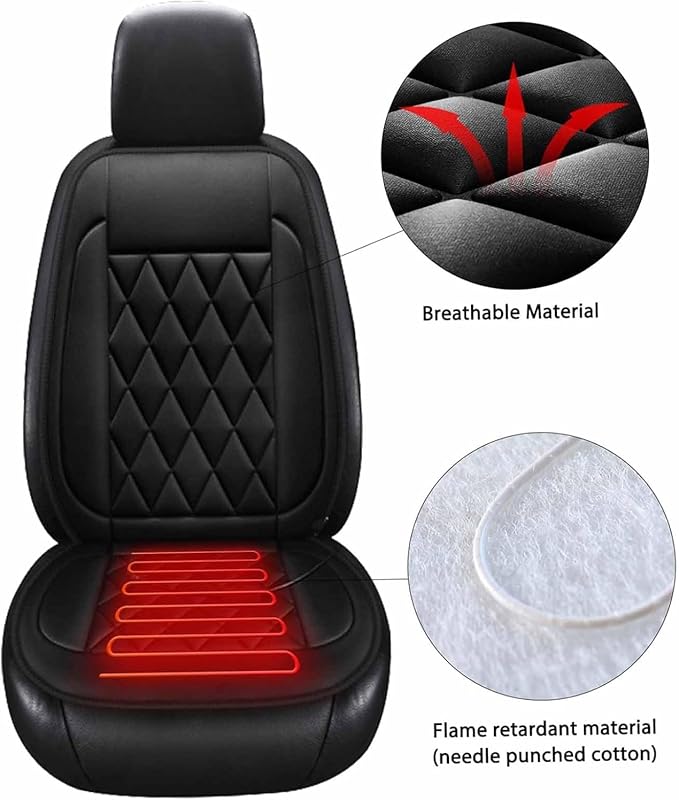 Buybai 2 Pack Car Seat Covers Set Universal Car Seat Cover Comfortable Leather Seat Cushion Automatic Seat Protector Fit SUV Truck Van (2PCS Black)