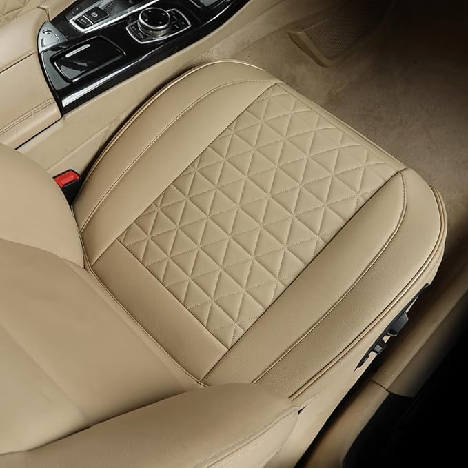 Black Panther 1 Pair Luxury Car Seat Covers Front Bottom Seat Cushion Covers, Anti-Slip and Wrap Around The Bottom, Fit 95% of Vehicles - Beige