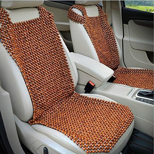 Wood Beaded Auto Car Seat Bead Cover,Natural Rosewood Wooden Bead Cool Refreshing Back Massaging Comfort Cushion Mat,Premium Quality Universal for Car Truck on Summer (Front seat)