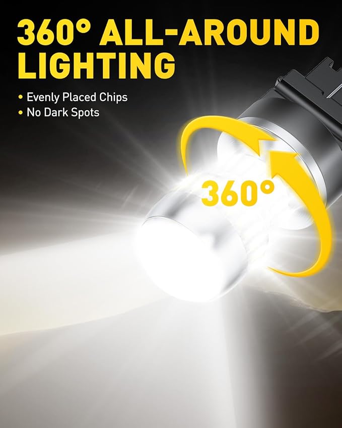 AUXITO 7440 7443 LED Bulbs for Reverse Lights, 6000K Bright White T20 7441 7444 LED Light for Exterior Backup Tail Brake DRL Turn Signal Parking Lights, Pack of 2