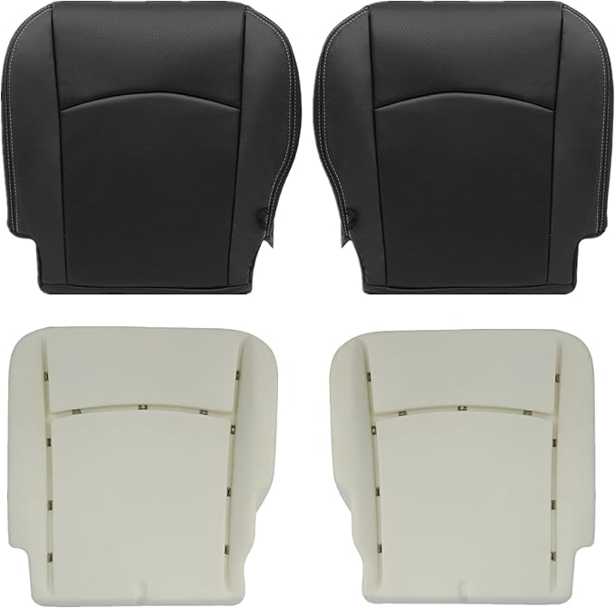 SecosAutoparts Driver & Passenger Side Bottom & Foam Cushion Replacement Perforated Leather Seat Cover Black Compatible with Dodge Ram 2500 3500 4500 5500 2009 2010 2011 2012