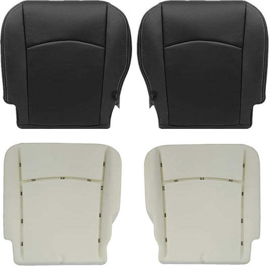 SecosAutoparts Driver & Passenger Side Bottom & Foam Cushion Replacement Perforated Leather Seat Cover Black Compatible with Dodge Ram 2500 3500 4500 5500 2009 2010 2011 2012