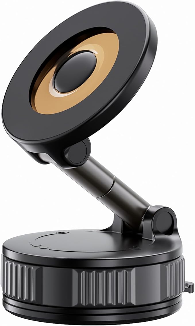 Vacuum Magnetic Suction Phone Holder, 360° Adjustable Suction Cup Phone Mount for Car/Gym/Mirror/Shower, Hands-Free Car Phone Holder, Compatible with iPhone Android and All Smartphones