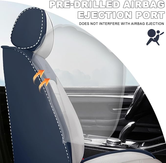 5 Seat Covers Fit for Acura ZDX 2024, Waterproof Premium Leather Automotive Accessories Seat Protectors Seat Cushions Wear-Resistant Car Seat Covers（Blue&White,Full Deluxe）