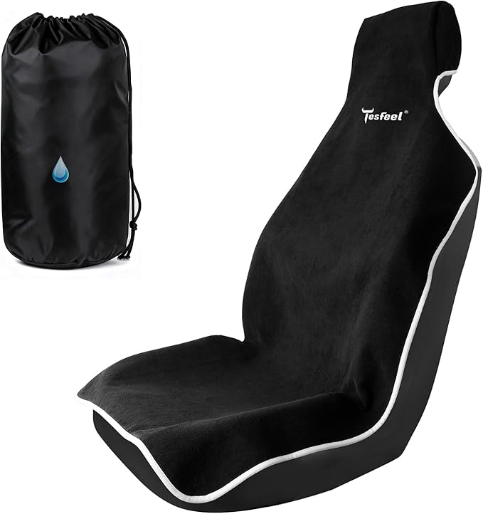 Car Seat Cover Towel, Waterproof Terry Cloth Car Seat Cover Universal Fit for Cars, SUVs, Pickups, Washable Car Seat Protector Brand Customized(Black,1pc)