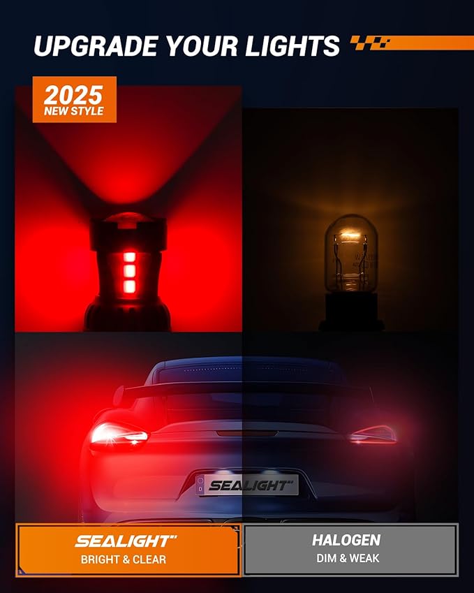 SEALIGHT 7443 7440 LED Bulb Red Brake Lights, T20 7441 7444 992 W21W LED Light Bulb with Projector for Tail Stop Parking Blinker Lights, Pack of 2