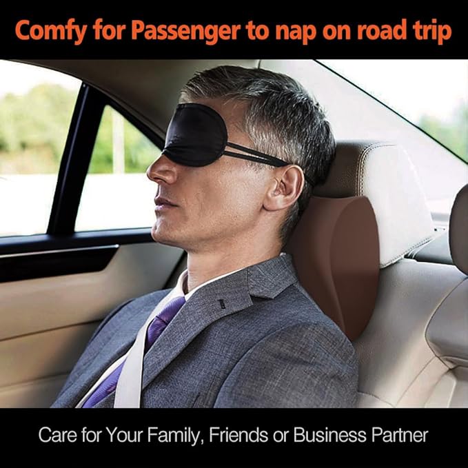 Neck Pillow for Car Neck Pillow for Driving, car headrest Pillow Head and Neck Rest Pillow for car headrest, Brown Neck Support Pillow for car Driving seat of Accessories with Memory Foam
