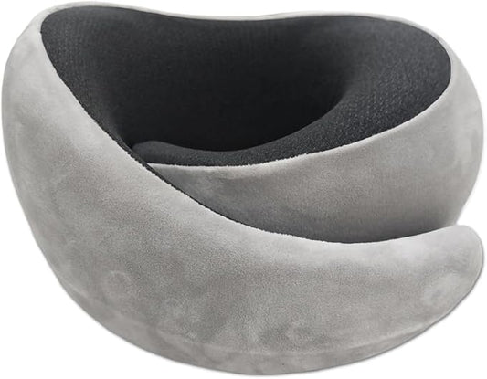 Snail Flexible Neck Pillow, Premium Memory Foam Travel Pillow, 360°Ergonomic Design, Asymmetrical Sides, Suitable for Flight, Car, Office, Washable Pillowcase (Grey)
