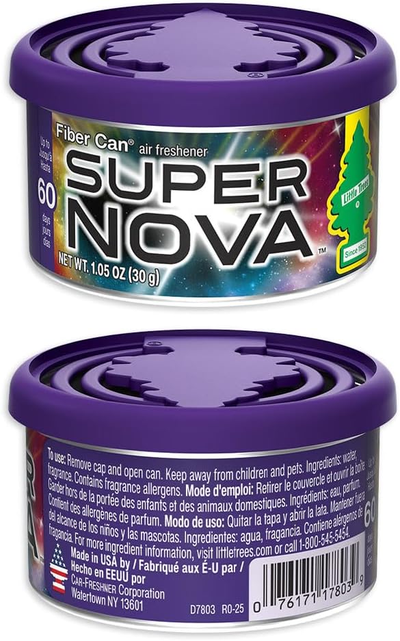 LITTLE TREES Car Air Freshener | Fiber Can Provides Long Lasting Scent for Auto or Home | Recycled Fiber | Supernova, 4 Air Fresheners