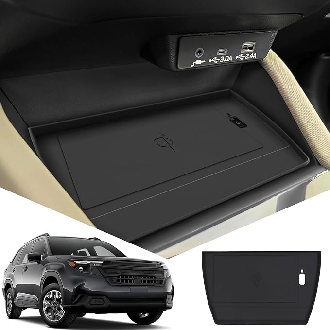 Center Console Wireless Charging Protective Mat fits for 2025 2026 Forester Accessories (Base Premium Sport Wilderness Limited Touring) Center Console Inserts Liner Anti-Slip Anti-Dust Waterproof Mats