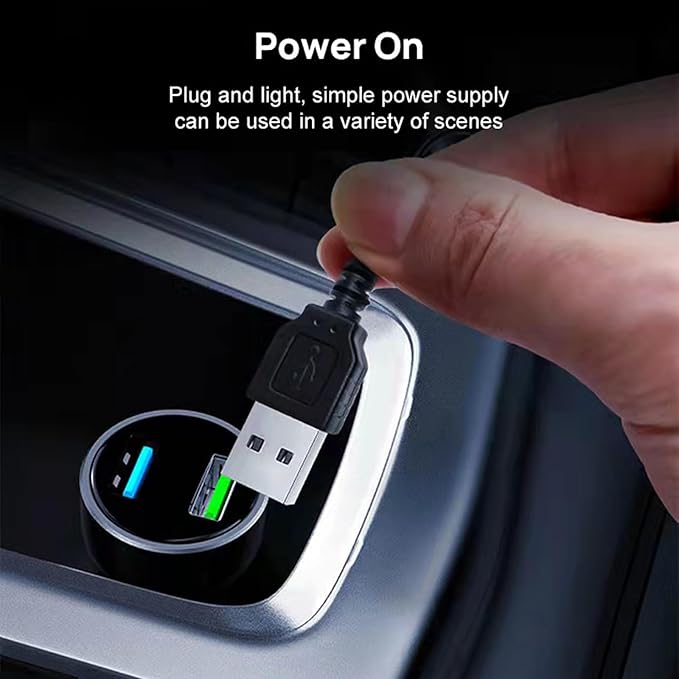 USB Car LED Lights, Interior Car Lights Strip 7 Colors Ambient Lighting with 118 inches Fiber Optic Music Sync Simple Installation EL Wire Lights (7 Colors/118 inches)