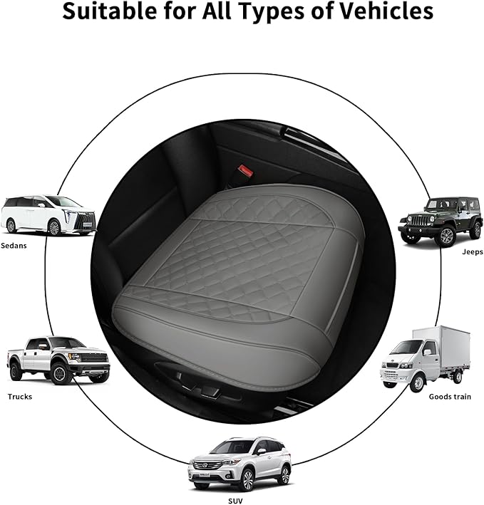 2pcs Car Seat Covers for Upgrade Leather,Car Seat Protector Water Proof Material,No Slip Soft,Side Wrapping,Bottom Seat Covers Universal for Most Automotive,Vans,Trucks,Suvs (Grey)