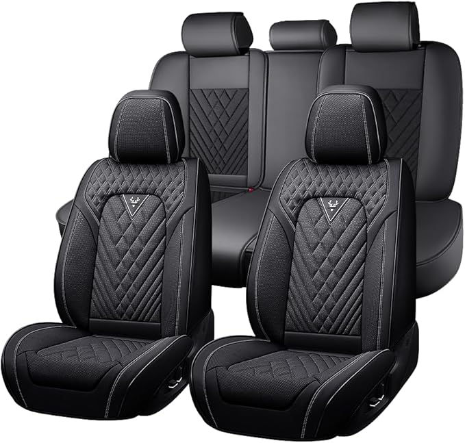 Fit for Dodge Dakota Seat Covers 2000-2011, Nappa Leather, 360° Full Protection, Thick Padding & Memory Foam, Waterproof & Stain-Resistant Car Seat Cover (Full Set,Black)