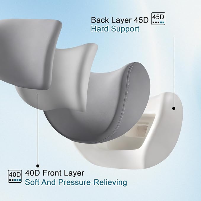 2Pcs 2025 Double-Layer Car Pillow, Cloud-Like Comfort Car Neck Pillow, Dual C-Curve Support Car Headrest Pillow – Experience First-Class Driving Comfort. (Gray)