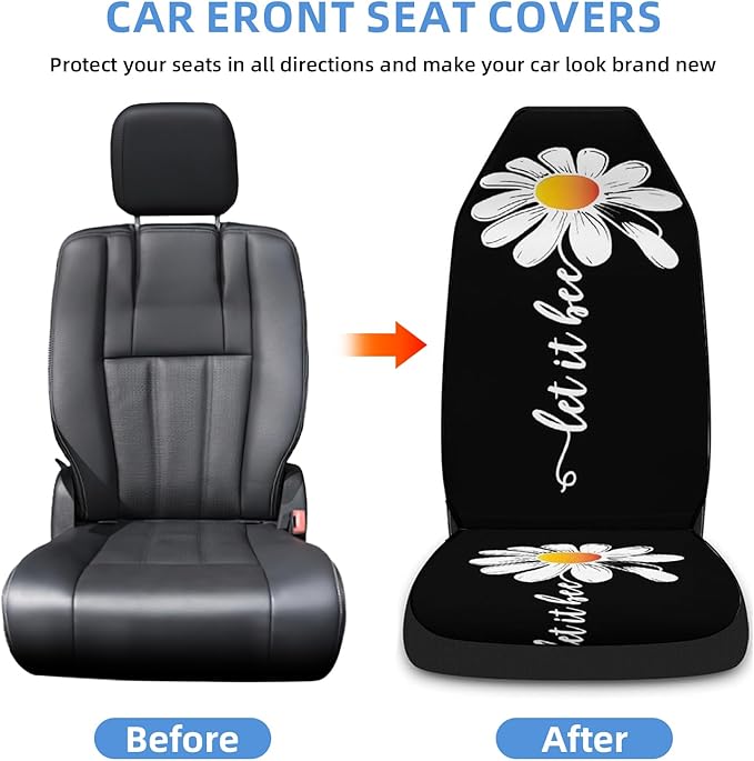 5 Pcs Premium Flower Car Seat Cover, Breathable & Washable Car Seat Covers Full Sets, Fashionable Printed Seat Covers for Cars Interior, Universal Fit for Most Cars, Sedan, Truck, SUV