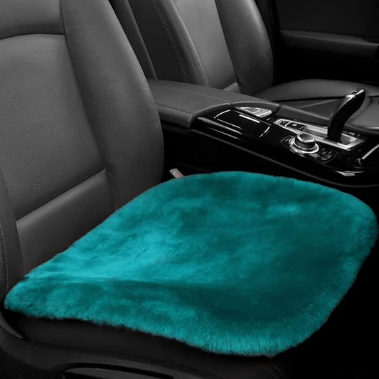 Genuine Sheepskin Auto Seat Pad, Australian Soft Wool Seat Cover Breathable and Sweat-Wicking Comfort Warm Universal Fit,19.2 inch x19.2 inch (Front seat Cushion 1pc, Dark Green)